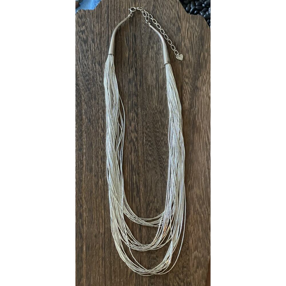 QT Southwest 30 Strand Liquid Sterling Silver Layered Necklace 18-21” Cones